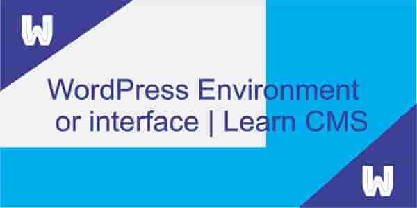 WordPress Environment or interface | Learn CMS